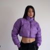 Chris purple short inflatable warm jacket with zip.