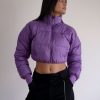 Chris purple short inflatable warm jacket with zip.